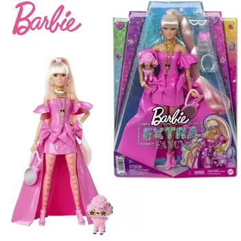 2022 Барби, Экстра-модная Кукла В розовом глянцевом платье с высокой посадкой, Аксессуары для щенков, Фигурки из Аниме, Коллекция игрушек, Подарок