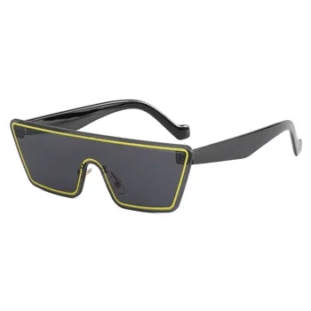 Квадратные солнцезащитные очки без оправы, женские, мужские, Оверсайз, Ретро Бренд, Дизайн, Прямоугольные Очки, Большие оттенки, Женские Солнцезащитные очки UV400