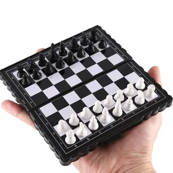 1 комплект мини-шахмат, складная магнитная пластиковая шахматная доска, настольная игра, портативная детская игрушка, горячая распродажа, прямая поставка