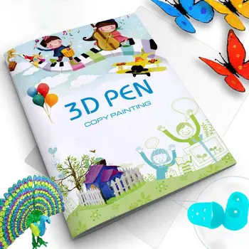 Альбом для рисования ручкой с 3D-печатью Многоразового использования, красочные узоры 13/40, Плотная бумага, шаблон для рисования прозрачной пластиной для подарков детям 3D-ручкой