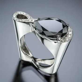 FDLK Гламурные ювелирные Изделия, Модное женское кольцо с черным Цирконием, аксессуары для вечеринок Для девочек, Обручальное кольцо, подарок для влюбленных