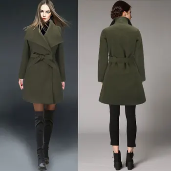 Осенне-зимнее женское шерстяное пальто средней длины 2023, Осенне-зимнее шерстяное пальто