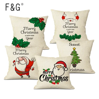 Чехол для подушки Санта-Клауса, рождественские украшения, Наволочка, Льняная наволочка, Рождественский подарок, счастливый Новый год