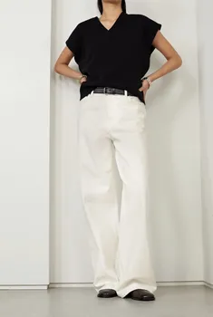 Женские Широкие брюки в минималистичном стиле, брюки с высокой талией, узкие брюки с прямыми штанинами