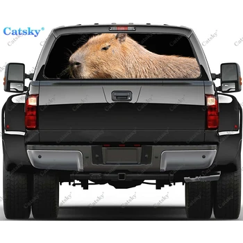 Наклейка на окно с изображением животного Капибары, Графическая ПВХ Декоративная наклейка на грузовик, перфорированная виниловая универсальная наклейка