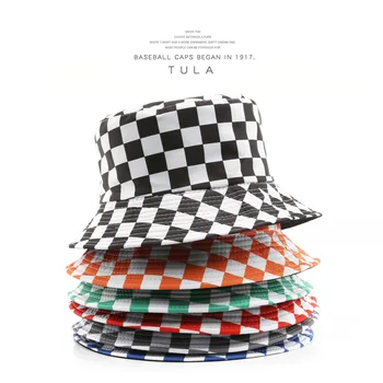 Разноцветные клетчатые шляпы-ведра для женщин и мужчин, Хлопковая шляпа рыбака в стиле хип-хоп в шахматном порядке для мальчиков и девочек, Спортивная шляпа для путешествий, Солнцезащитный Козырек, Femme