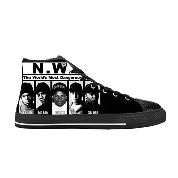 Горячий Nwa Straight Outta Compton, хип-хоп Рэппер, Рэп, Повседневная Тканевая обувь С высоким Берцем, Удобные Дышащие Мужские И женские Кроссовки с 3D принтом