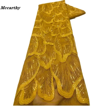 Кружевная ткань с пайетками Mccarthy 2022, 5 Ярдов, Высококачественная Африканская Нигерийская Тюлевая кружевная ткань для самостоятельного пошива платья, Свадебная вечеринка