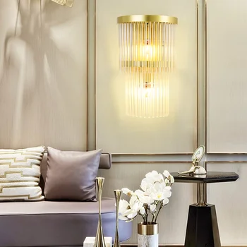 Современный Дизайн, Золотой кронштейн, Роскошный стиль, настенный светильник K9 Crystal Led G4, источник света, настенный светильник для Спальни