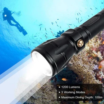 D2 LED Подводная Лампа Для Подводного Плавания Фонарик Для Дайвинга IPX8 Факел Снаряжение Для Дайвинга 100 м Водонепроницаемый 18650 Легкий Костюм Фонарь Для Плавания