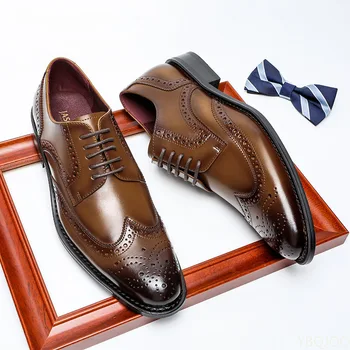 Осенние мужские модельные туфли 2022 года из натуральной кожи на шнуровке, мужская повседневная обувь, Элегантная деловая офисная рабочая обувь, мужская обувь