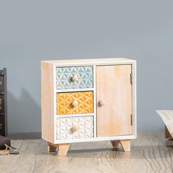Настольный Мини-ящик для хранения ювелирных изделий Выдвижной Деревянный Классический китайский шкаф для хранения Винтажной многослойной косметики