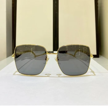 2023, высококачественные квадратные мужские новые солнцезащитные очки, черная строчка, очки в оправе из золотого сплава