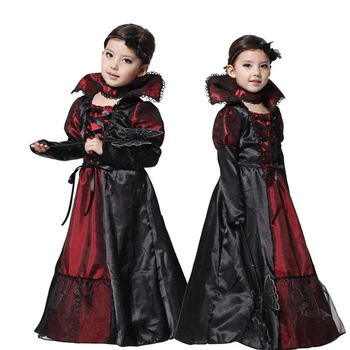 Новый костюм вампира для девочек на Хэллоуин в Европе и средневековье, детское придворное платье с юбкой, костюм для активного отдыха