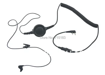 2-проводная ушная вибрационная косточка с кабелем Большого пальца управления PTT и микрофоном для Baofeng kenwood Wouxun Quansheng Weierwei HYT Puxing