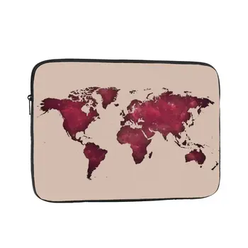 Красная Карта мира Карта мира 12 13 15 17 Дюймов Чехол для ноутбука, сумка для ноутбука, Ретро Противоударный чехол, сумка