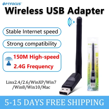 Беспроводной USB-адаптер OPTFOCUS 150 Мбит/с 802.11b/g/n Lan Wifi Адаптер 2,4 ГГц Антенна Беспроводная Сетевая карта Для ПК Win7 8 10