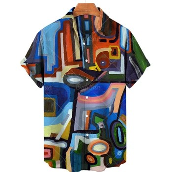 Мужская Гавайская рубашка с коротким рукавом, клетчатые топы с принтом, Оверсайз, Летняя Свободная и дышащая Винтажная готическая одежда Dazn