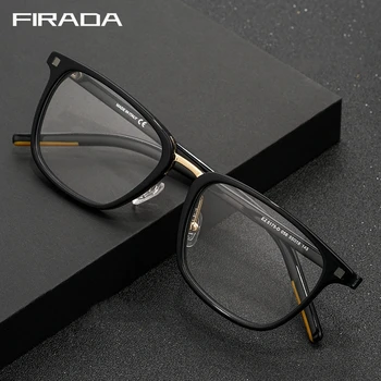 Роскошные модные очки FIRADA Женские 2023 Винтажные Квадратные Ацетатные очки Оптическая оправа для очков по рецепту для мужчин 5175-D