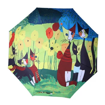 Знаменитый зонт для рисования маслом TIANQI, Женские зонты с защитой от ультрафиолета, водонепроницаемые зонты для кошек paraguas
