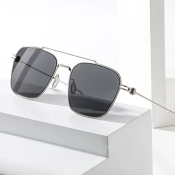 Роскошные брендовые солнцезащитные очки в оправе в стиле Ретро, квадратные модные пилотские антибликовые мужские и женские солнцезащитные очки-авиаторы с оригинальной коробкой