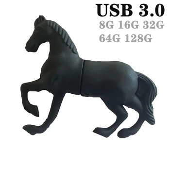 Мультфильм USB 3,0 Черная Лошадь USB Флэш-накопитель Флеш-накопитель 128 Г 4 ГБ 8 ГБ 16 ГБ 32 ГБ 64 ГБ 256 ГБ Флешка Memory Stick Флэш-накопитель подарок
