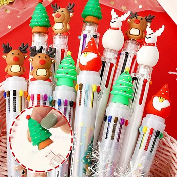 Мультяшная красочная ручка Санта-Клаус, Рождественская елка, Шариковая ручка с Оленем, Веселые рождественские подарки, Канцелярские принадлежности, Инструмент для письма, Офисные школьные принадлежности