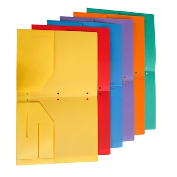 6 Упаковок сверхпрочных пластиковых папок с двумя карманами, 2 карманные папки и 3 отверстия, папки для файлов, 6 цветов