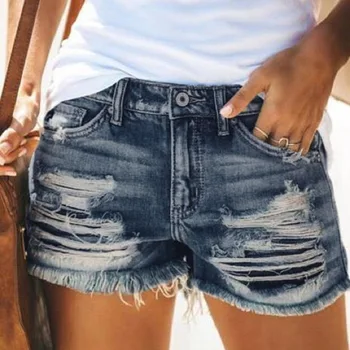 Wish Summer Новые Джинсовые Шорты С Высокой Талией и Кисточками, Поврежденные Женские джинсы, женские рваные джинсы