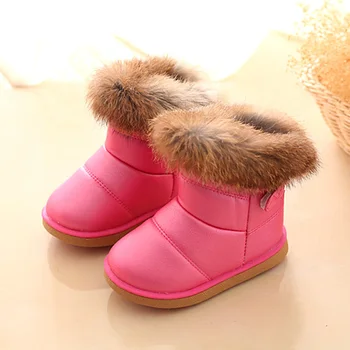 Детские Зимние теплые ботинки для девочек и мальчиков, зимние ботинки с теплым плюшевым кроличьим мехом, осенняя детская обувь на плоской подошве для девочек