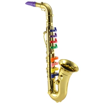 Саксофон, 8 цветных клавиш, Металлический Реквизит для моделирования, игровые Мини-музыкальные Духовые инструменты Для детей, игрушка на день рождения