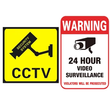 5 шт./упак. 24-Часовой Знак Видеонаблюдения CCTV Предупреждающая Наклейка Окно Стена Для Сигнализации Манекен Камеры Наблюдения Аксессуары