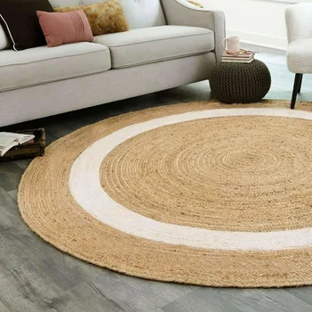 100% Натуральный джутовый коврик в плетеном стиле, домашний декор для гостиной, современный ковер для комнаты, джутовые коврики