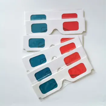 Бесплатная доставка (100 шт./лот) Многоразовые спортивные очки из белой бумаги 3D в бумажной оправе, линзы из смолы, красные/синие линзы, 3d бумажные очки