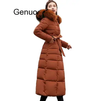 X-Long Новое поступление, Модная тонкая женская зимняя куртка с хлопковой подкладкой, теплое утолщенное женское пальто, Длинные пальто, Парка, женские куртки