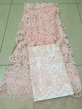 Африканская Французская Кружевная Ткань 2018 Высококачественная Чистая Кружевная Ткань С вышивкой Нигерийский Свадебный Тюль Кружевная ткань Розовый CD26061