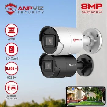Anpviz 8MP POE IP Bullet Camera Наружная Камера Ночного Видения 30m CCTV Видеонаблюдение IP67 Max 512GB SD-карта Обнаружение движения 2.0