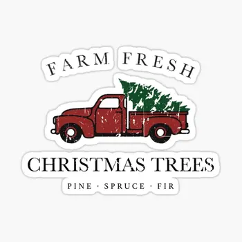Рождественская елка, винтажный грузовик, 5 шт., автомобильные наклейки для фона стены комнаты, бампер ноутбука, багаж автомобиля, гостиная, художественный принт