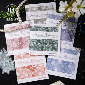 JIANWU 5 листов цветов, цветущие серия литературных оболочкой светло-Pet цветок стикер творческий DIY журнал коллаж декор канцтовары